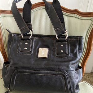 Tignanello  Black Pebble Leather Shoulder Bag